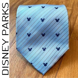Disney Parks Mickey Mouse Logo Blue Silk Necktie  Authentic Original